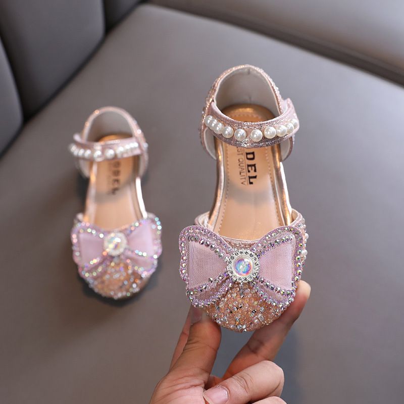 Girl's Bow Princess Girl Small Large Child Leather Shoes_vogvips.com