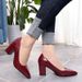 Autumn New Shallow Mouth Chunky Pointed Toe Fashion For Women Ladies Large Size High Heel Work Shoes_vogvips.com