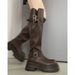 Melard Brown Long 2025 Spring And Autumn New Style Plus Size Thick Leg Heightening Riding For Petite Women High Boots_vogvips.com