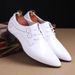 Shiny leather men's leather pointy lace-ups_vogvips.com