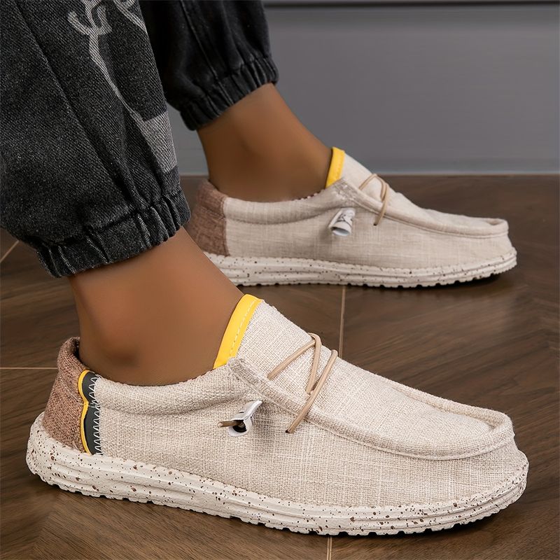 Summer Men's Casual Lightweight Breathable Canvas Loafers For Men Flat Comfortable Slip-on Shoes Man Large Size 48_vogvips.com