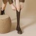 V Mouth Long For Women 2025 Autumn New Brown Petite Height Increasing Thick Sole High Tube Over-the-Knee Riding Boots_vogvips.com
