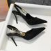 2024 Summer New Pointed Black Water Diamond Pin Emblem High Slender Heel Sexy Shallow Mouth Sandals Women's Shoes_vogvips.com