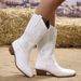 Vintage Embroidered High Boots For Women - Western Cowboy Ankle Boots With Chunky Heel & Pointed Toe (Black/Brown/White)_vogvips.com