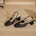 Women's Shoes Elegant Basics Casual Business Wedding Party Square Head Rhinestone High Heels Women's Thick Heels One Strap Pearl Buckle Single Shoes_vogvips.com