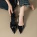 French Pointed Patent Leather Closed-Toe Sandals For Women Summer 2024 Top Quality New Fairy Style Retro Versatile Thin Heel_vogvips.com