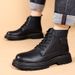 European Warm Series 2025 New High-top Thick-soled British Style Trendy Martin Men's Warm Fleece-lined Work Boots_vogvips.com