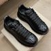 2023 New Summer Crocodile Pattern Black Men's Breathable For Running And Leisure Sports Board Shoes_vogvips.com