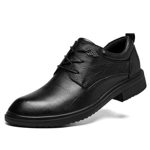 Euro Step Men's Winter Cowhide Business British Formal Wedding Brogue Youth Korean Style Trendy Casual Leather Shoes_vogvips.com