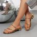 Summer New Cross-border Flat Slippers, Slip-on, Suitable For Outdoor Wear On The Beach, Versatile Casual Women's Gold_vogvips.com