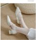 2026 Thick Heel Summer New Fashion French Single Shoes Versatile Temperament High Heels Bow Pointed_vogvips.com