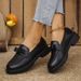 Small Leather Shoes Women's New Thick Soled Bow A Slip-on Large Size Loafers_vogvips.com