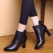 High For Women 2025 Autumn Four Seasons New British Style Chunky Heel Short Soft Leather Women's Shoes Fleece-Lined_vogvips.com
