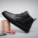 Martin Boots Men's Velvet Thermal Leather Zipper Top Layer Short Boots High Top Cotton Shoes_vogvips.com