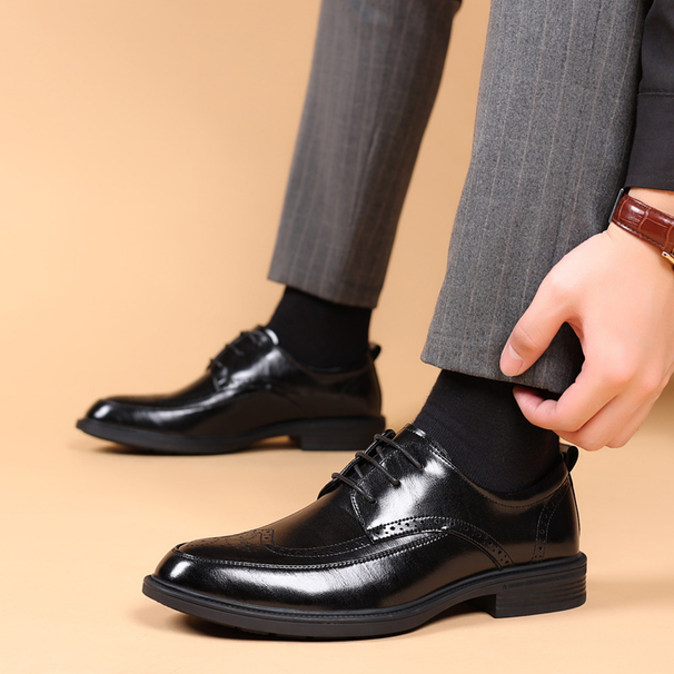 Euro Step Autumn Height Increasing Carved Brogue Business Formal Genuine Casual Men's Leather Groom Shoes_vogvips.com