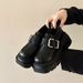 Round Head Platform Small Leather Shoes British Loafers Single Shoes_vogvips.com