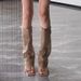 Sheepskin Edition~European And American Style Retro Mesh Breathable High Leg Pants Boots, Women's Design Sense Square Toe Slim Heel High-heeled Sandal_vogvips.com