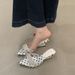 Korean Style Rhinestone Pointed-toe Stiletto Thong Sandals - New Women's Fashionable, Versatile, And Comfortable Outdoor Slides_vogvips.com