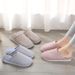 Thick-soled Cotton Slippers With Covered Heels For Autumn And Winter, Non-slip And Warm Home Slippers For Couples, Unisex Closed-toe Slippers, Thickened For Winter_vogvips.com