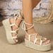 Women's Shoes Ladies Summer Fashion New Niche Strappy Lace Up Platform Sandals_vogvips.com