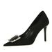 9511-K73 Banquet High Heels, Thin Heel, European And American Style Women's Shoes, Suede Shallow Pointed Toe With Metal_vogvips.com