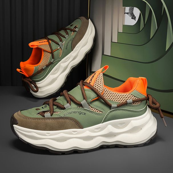 Men's Summer 2025 New Mesh Breathable Sports Versatile Casual For Teenagers Thick Sole Height Increasing Dad Shoes_vogvips.com