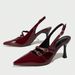 Spring New Pointed-toe Burgundy Thin-strap Shoes, Versatile Cat-heel Mules, Elegant One-strap High-heeled Sandals_vogvips.com