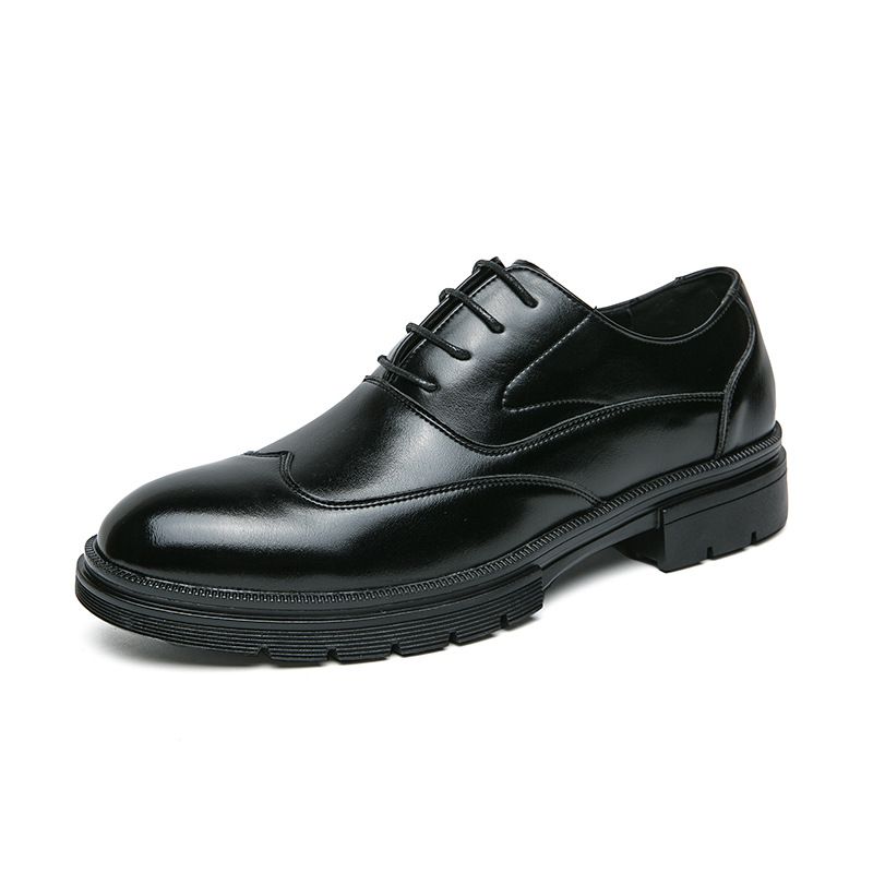 Formal Platform Elevating Leather Shoes Men's Lace-up Groom Wedding Shoes_vogvips.com