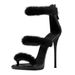 Fashion Women's Peep Toe Roman Stiletto Sandals Genuine Fur Outer Material Banquet Shoes_vogvips.com