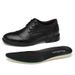 Round Head First Layer Men's Casual Front Lace-up Tooling Shoes Heightening Formal Leather Shoes_vogvips.com