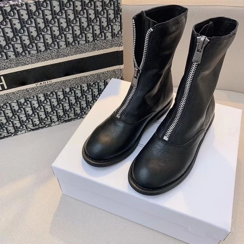 Martin For Women Ghost Emperor Guidi 2025 New Autumn Winter Genuine Leather British Style Front Zipper Short Mid-Calf_vogvips.com