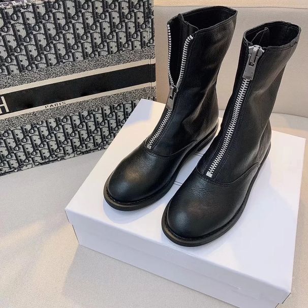 Martin For Women Ghost Emperor Guidi 2025 New Autumn Winter Genuine Leather British Style Front Zipper Short Mid-Calf_vogvips.com