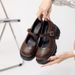 Mary Jane Women, Wide Feet, One-Strap Student Shoes, Large Size 40, Thick Sole, Commuter Black Leather Shoes For Women_vogvips.com