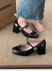 Cross Strap Bow Mary Jane Shoes British Style Small Leather Shoes Women's High Heel Thick Heel Single Shoes_vogvips.com