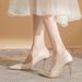 Summer French-style White High-heeled For Women, Wedding Bridal New Style, Dual-use Pointed Toe Single Shoes, Bridesmaid_vogvips.com