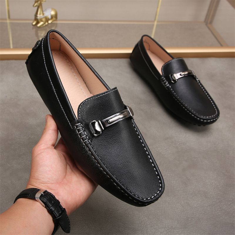 2025 New Style Beanie Four Seasons Men's Shoes Comfortable Genuine Leather Business Fashion Versatile Slip-On_vogvips.com