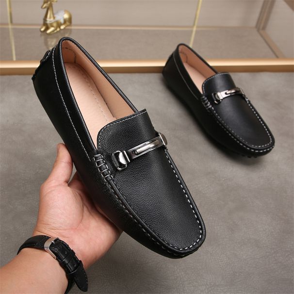2025 New Style Beanie Four Seasons Men's Shoes Comfortable Genuine Leather Business Fashion Versatile Slip-On_vogvips.com