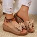 Summer Thick Sole Wedge Sandals For Women Plus Size European And American Style With Bow Foreign Trade Wish_vogvips.com