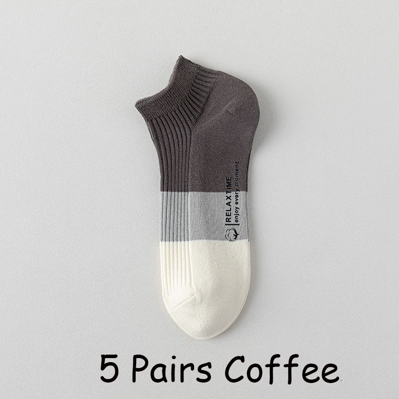 5 Pairs Men Cotton Ankle Low Cut Breathable Comfortable Soft Thin Casual Sports Fashions Non-Slip Women Boat Short Socks_vogvips.com