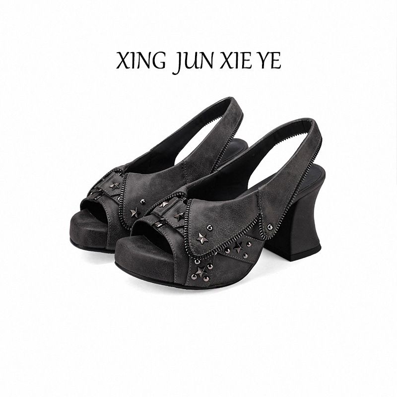 Women's Punk Wasteland Style Platform Sandals Open Toe High Heels Waterproof Retro One Strap Summer_vogvips.com