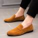 Men's Small Leather Shoes Casual Daily Loafers Simple Suede Slip-on Fashion Shoes_vogvips.com