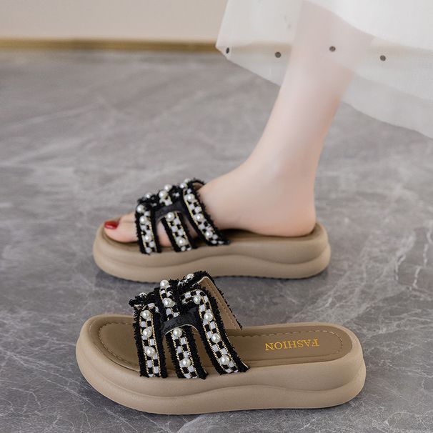 Spring And Summer New Thick-soled Versatile Fashion Sandals Wear Fashionable And Comfortable Slippers Seaside Elegant Photo Shoes_vogvips.com