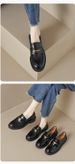 Platform Loafers Women's Autumn Retro Black One-pedal Temperament College Style Small Leather Shoes_vogvips.com