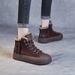 First Layer Cowhide Retro High-top Shoes For Women 2023 Double Zipper Sheepskin Short Casual Fleece-lined Martin Snow_vogvips.com