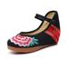 High Single Cow Tendon Sole, Spring And Autumn Style, One Button Buckle, Embroidered Cloth S, Wedge Heels, Women's_vogvips.com