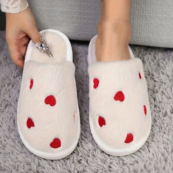 Indoor And Outdoor Slippers Warm And Non-slip Love Pattern Comfortable Soft Thickened Bottom_vogvips.com