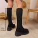 Women's Suede Elastic Sock Boots Breathable Flyknit Slimming High Boots plus Size Thick Sole Autumn New Style_vogvips.com