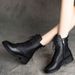 Korean Version British Style Soft Leather Martin Boots For Women, Mid-Heel, Fleece-Lined, Internet Celebrity Short_vogvips.com