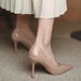 Nude High Heels Stiletto 2024 New Spring Autumn French Pointed Toe Shallow Mouth Versatile Formal Professional Elegant_vogvips.com