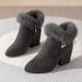 Women's Pointed Toe Ankle Boots Fleece Lined Warm Chunky Heel Plus Size Fur Trimmed Fashion Mid Heel Winter Style_vogvips.com